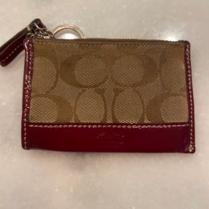 2000s Coach canvas and patent leather mini skinny ID case wallet w key ring